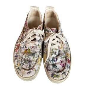 GUCCI "Flora" Canvas Boat Shoe Men's size 9 1/2